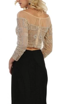 Formal Gowns May Queen - Faux Off-Shoulder Neckline Sheath Evening Gown