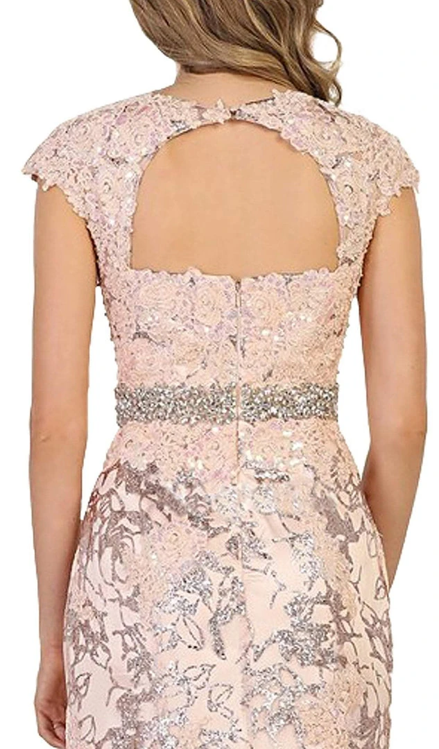 May Queen - Floral Appliqued Deep V-neck Mermaid Mother Of The Bride Gown 6 May Queen - Floral Appliqued Deep V-neck Mermaid Mother Of The Bride Gown