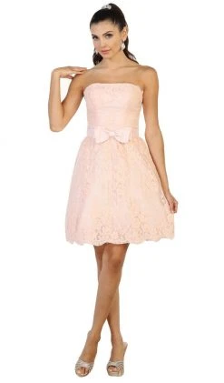 May Queen - Floral Embroidered Strapless Cocktail Dress 12 May Queen - Floral Embroidered Strapless Cocktail Dress