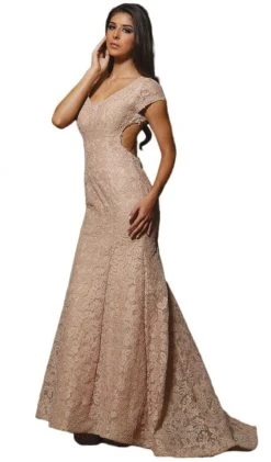 May Queen - Floral Fitted Cutout Trumpet Evening Dress Formal Gowns