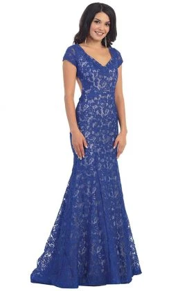 May Queen - Floral Fitted Cutout Trumpet Evening Dress Formal Gowns