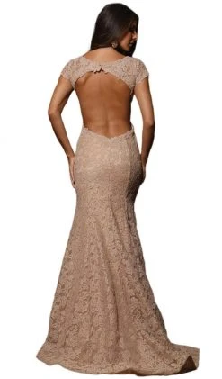 May Queen - Floral Fitted Cutout Trumpet Evening Dress Formal Gowns