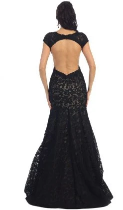 May Queen - Floral Fitted Cutout Trumpet Evening Dress Formal Gowns