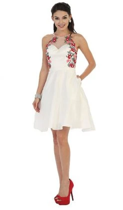 May Queen - Floral Illusion Halter A-line Cocktail Dress Cocktail Dresses