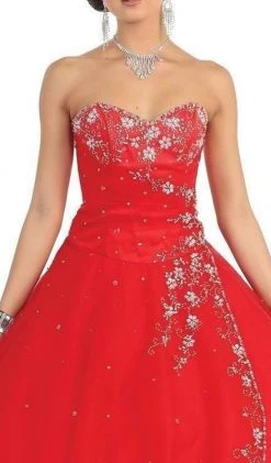 May Queen - Floral Jeweled Sweetheart Formal Ballgown Plus Size Dresses