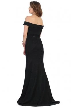 Formal Gowns May Queen - Foldover Off Shoulder Formal Dress MQ1695 - 1 Pc Black In Size 6 Available