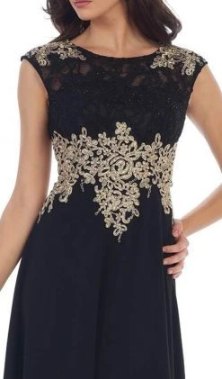 Formal Gowns May Queen - Gilded Lace Illusion Bateau A-line Evening Dress