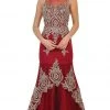 May Queen - Gilt Lace Illusion Scoop Trumpet Dress RQ7546 - 1 Pc Burgundy In Size 12 Available Formal Gowns