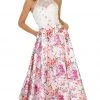 May Queen - Halter Floral Print Jacquard A-line Evening Dress