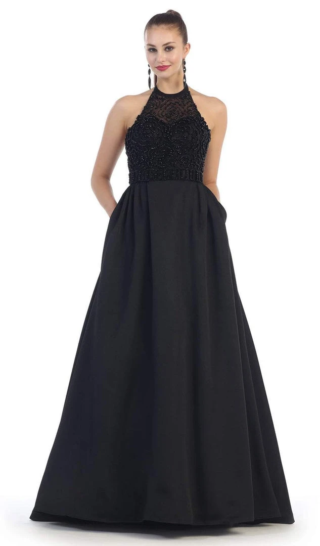 May Queen - Halter Neck Beaded Satin Pink Ballgown 3 May Queen - Halter Neck Beaded Satin Pink Ballgown