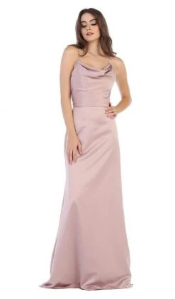 May Queen - Halter Neck Strappy Back Satin A-Line Gown MQ1594 Formal Gowns