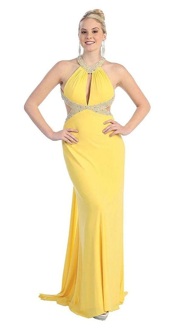 May Queen - High Halter Keyhole Cutout Prom Gown Formal Gowns 13 May Queen - High Halter Keyhole Cutout Prom Gown Formal Gowns