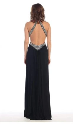 May Queen - High Halter Keyhole Cutout Prom Gown Formal Gowns