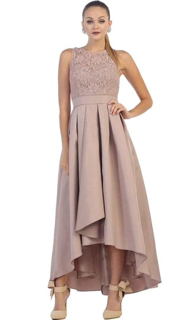May Queen - High Low Illusion Jewel A-line Evening Dress MQ1411 Formal Gowns 3 May Queen - High Low Illusion Jewel A-line Evening Dress MQ1411 Formal Gowns