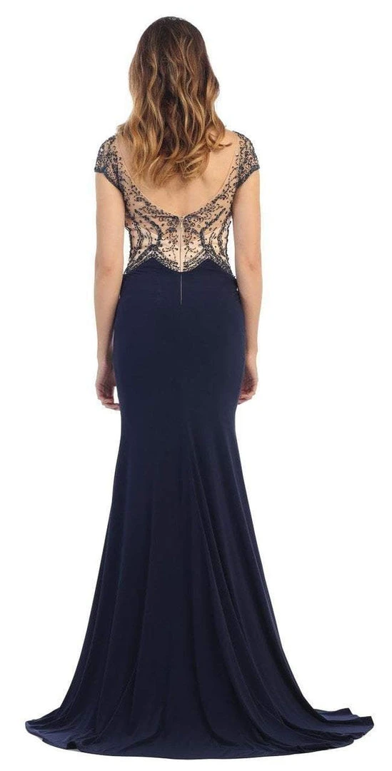 May Queen - Illusion Embellished Bodice Sheath Dress RQ7310 4 May Queen - Illusion Embellished Bodice Sheath Dress RQ7310