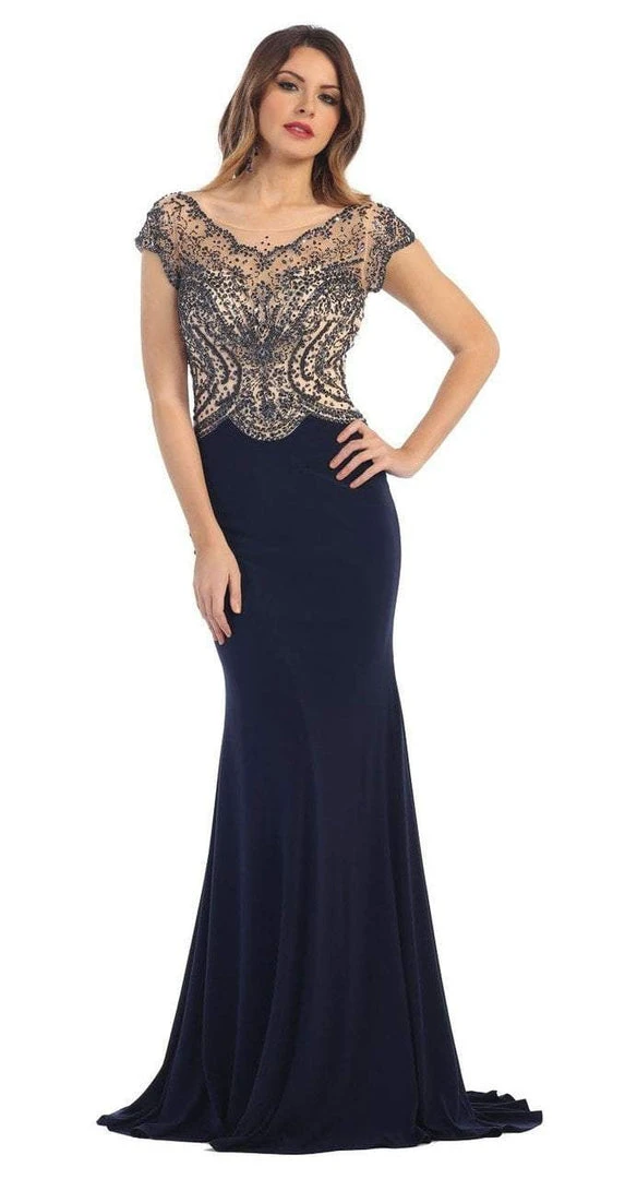 May Queen - Illusion Embellished Bodice Sheath Dress RQ7310 3 May Queen - Illusion Embellished Bodice Sheath Dress RQ7310