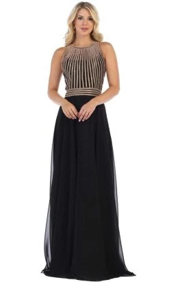 May Queen - Illusion Jewel A-Line Gown MQ1586 - 1 Pc Dusty Rose In Size 8 Available Formal Gowns