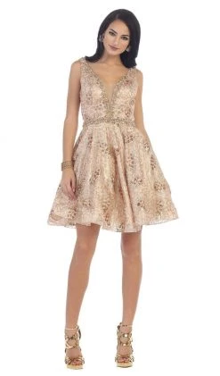 May Queen - Illusion Plunging Sleeveless Cocktail Dress Cocktail Dresses