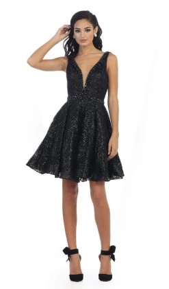 May Queen - Illusion Plunging Sleeveless Cocktail Dress Cocktail Dresses
