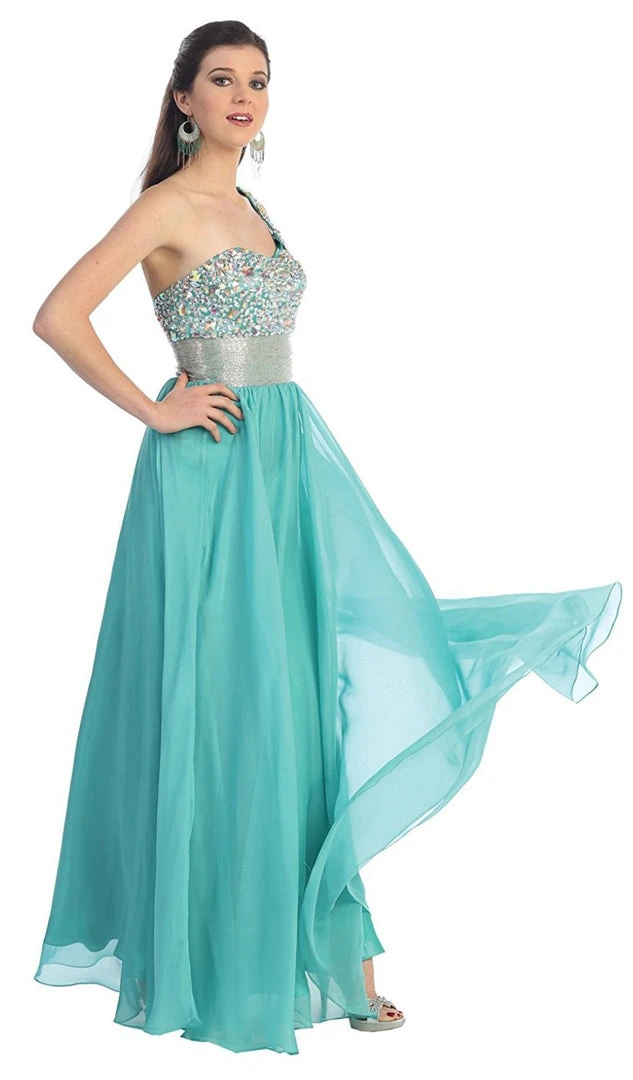 Formal Gowns May Queen - Jewel Embellished Asymmetrical Neck Chiffon Prom Dress 7 Formal Gowns May Queen - Jewel Embellished Asymmetrical Neck Chiffon Prom Dress
