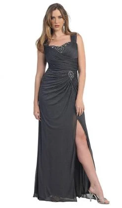 May Queen - Jeweled Ruched Sweetheart High Slit Prom Dress 14 May Queen - Jeweled Ruched Sweetheart High Slit Prom Dress