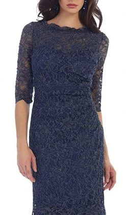 May Queen - Lace Adorned Quarter Sleeve Mermaid Evening Dress 13 May Queen - Lace Adorned Quarter Sleeve Mermaid Evening Dress