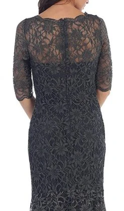 May Queen - Lace Adorned Quarter Sleeve Mermaid Evening Dress 17 May Queen - Lace Adorned Quarter Sleeve Mermaid Evening Dress