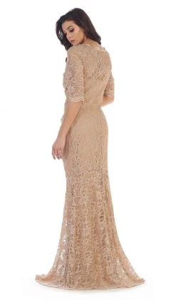 May Queen - Lace Adorned Quarter Sleeve Mermaid Evening Dress 19 May Queen - Lace Adorned Quarter Sleeve Mermaid Evening Dress