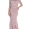 May Queen - Lace Adorned Quarter Sleeve Mermaid Evening Dress 1 May Queen - Lace Adorned Quarter Sleeve Mermaid Evening Dress
