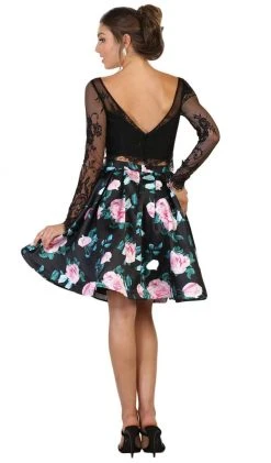May Queen Lace And Floral Print Two-Piece Cocktail Dress - 1 Pc Black In Size 4 Available Cocktail Dresses 8 May Queen Lace And Floral Print Two-Piece Cocktail Dress - 1 Pc Black In Size 4 Available Cocktail Dresses