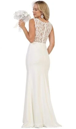 May Queen - Lace Bodice Illusion Paneled Sheath Evening Gown Formal Gowns 21 May Queen - Lace Bodice Illusion Paneled Sheath Evening Gown Formal Gowns