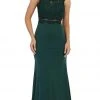 May Queen - Lace Bodice Illusion Paneled Sheath Evening Gown Formal Gowns