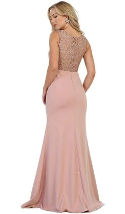 May Queen - Lace Bodice Illusion Paneled Sheath Evening Gown Formal Gowns 23 May Queen - Lace Bodice Illusion Paneled Sheath Evening Gown Formal Gowns