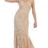 Formal Gowns May Queen - Lace Embellished V-neck Sheath Evening Dress