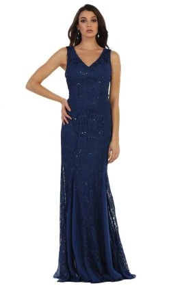 Formal Gowns May Queen - Lace Embellished V-neck Sheath Evening Dress 15 Formal Gowns May Queen - Lace Embellished V-neck Sheath Evening Dress