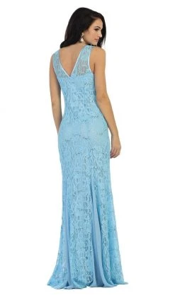 Formal Gowns May Queen - Lace Embellished V-neck Sheath Evening Dress 14 Formal Gowns May Queen - Lace Embellished V-neck Sheath Evening Dress