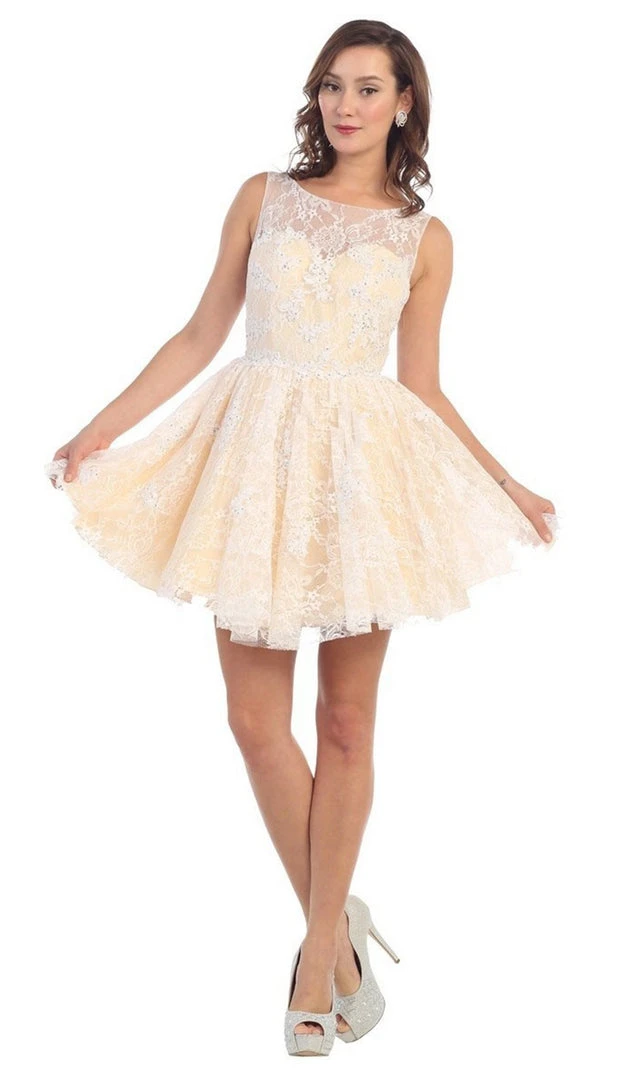 May Queen - Lace Illusion Jewel A-line Cocktail Dress 9 May Queen - Lace Illusion Jewel A-line Cocktail Dress