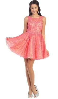 May Queen - Lace Illusion Jewel A-line Cocktail Dress 21 May Queen - Lace Illusion Jewel A-line Cocktail Dress