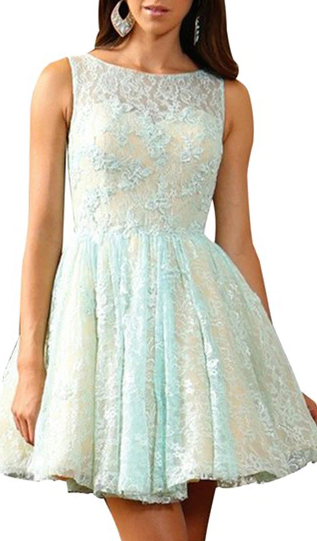 May Queen - Lace Illusion Jewel A-line Cocktail Dress 4 May Queen - Lace Illusion Jewel A-line Cocktail Dress