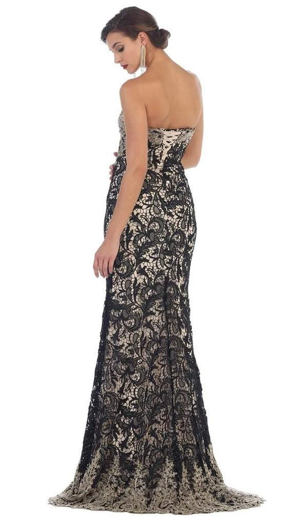 May Queen - Lace Strapless Corset Bodice Mermaid Evening Dress RQ7458 - 1 Pc Black/Nude In Size 6 Available 4 May Queen - Lace Strapless Corset Bodice Mermaid Evening Dress RQ7458 - 1 Pc Black/Nude In Size 6 Available