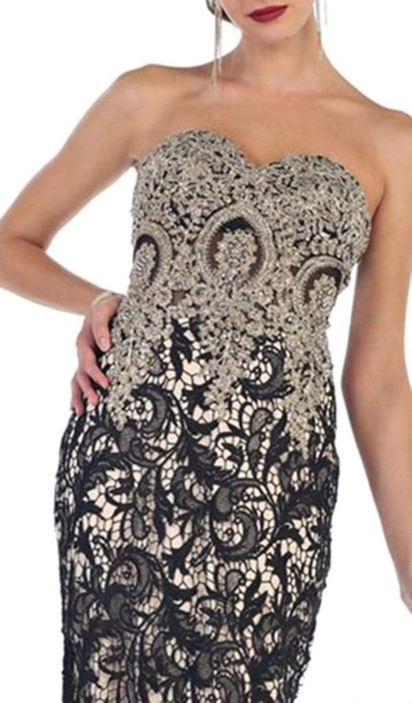 May Queen - Lace Strapless Corset Bodice Mermaid Evening Dress RQ7458 - 1 Pc Black/Nude In Size 6 Available 5 May Queen - Lace Strapless Corset Bodice Mermaid Evening Dress RQ7458 - 1 Pc Black/Nude In Size 6 Available