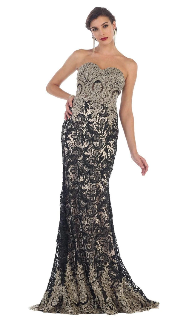 May Queen - Lace Strapless Corset Bodice Mermaid Evening Dress RQ7458 - 1 Pc Black/Nude In Size 6 Available 3 May Queen - Lace Strapless Corset Bodice Mermaid Evening Dress RQ7458 - 1 Pc Black/Nude In Size 6 Available