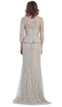 Formal Gowns May Queen - Laced Illusion Bateau Peplum Evening Dress