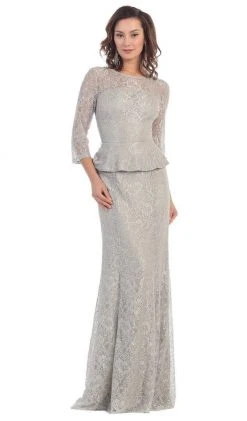 Formal Gowns May Queen - Laced Illusion Bateau Peplum Evening Dress