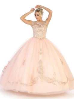 May Queen - LK115 Cap Sleeve Beaded Lace Corset Ballgown