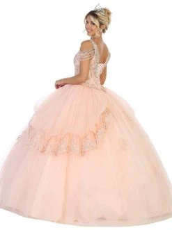 May Queen - LK116 Jeweled Lace Bodice Ruffled Ballgown Formal Gowns