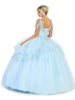 May Queen - LK116 Jeweled Lace Bodice Ruffled Ballgown Formal Gowns