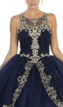 May Queen - LK117 Appliqued Scoop Pleated Ballgown