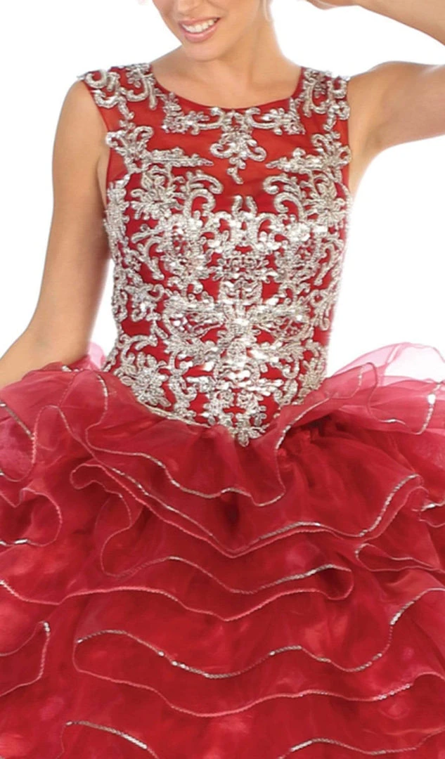 May Queen - LK125 Embellished Scoop Tiered Quinceanera Formal Gowns 5 May Queen - LK125 Embellished Scoop Tiered Quinceanera Formal Gowns