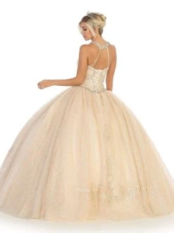 May Queen - LK128 Embellished Halter Basque Quinceanera Formal Gowns